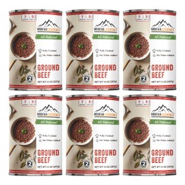 MOUNTAIN ESSENTIALS Ground Beef 14 Oz Fully Cooked Ready to Eat Hamburger Meat Emergency Survival Bulk Food Storage Canned Meat Perfect for Quick Meals 5 Years Shelf Life Made in USA Pack of 6