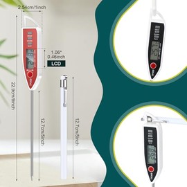 Copkim 10 Set Termómetro de alimentos impermeable para agua, líquido, vela y cocina. Termómetro digital de carne con sonda larga de lectura instantáne