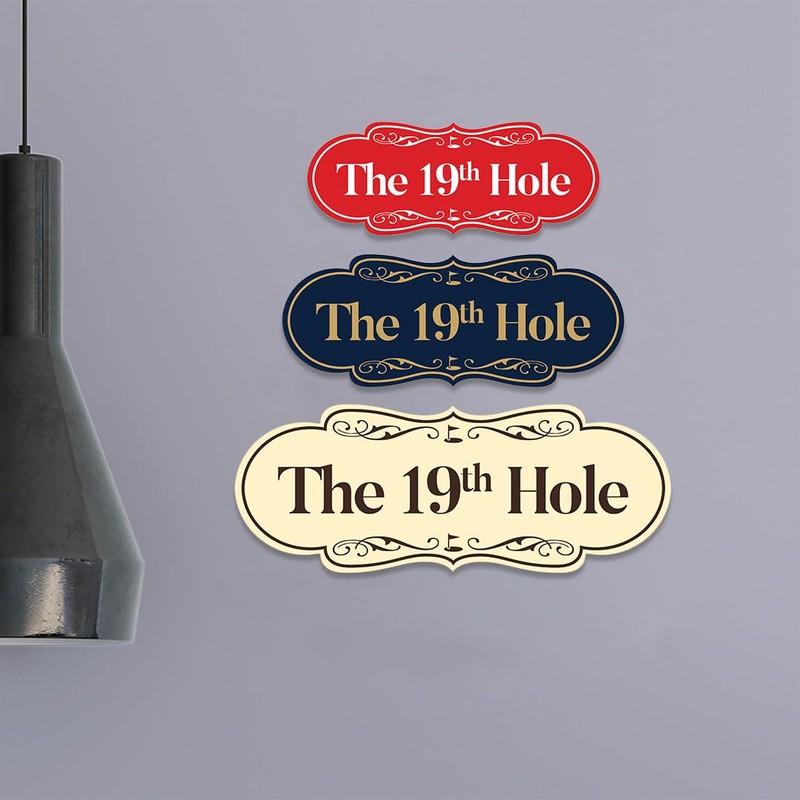 Signs ByLITA Designer The 19th Hole Sign (Black Gold) -