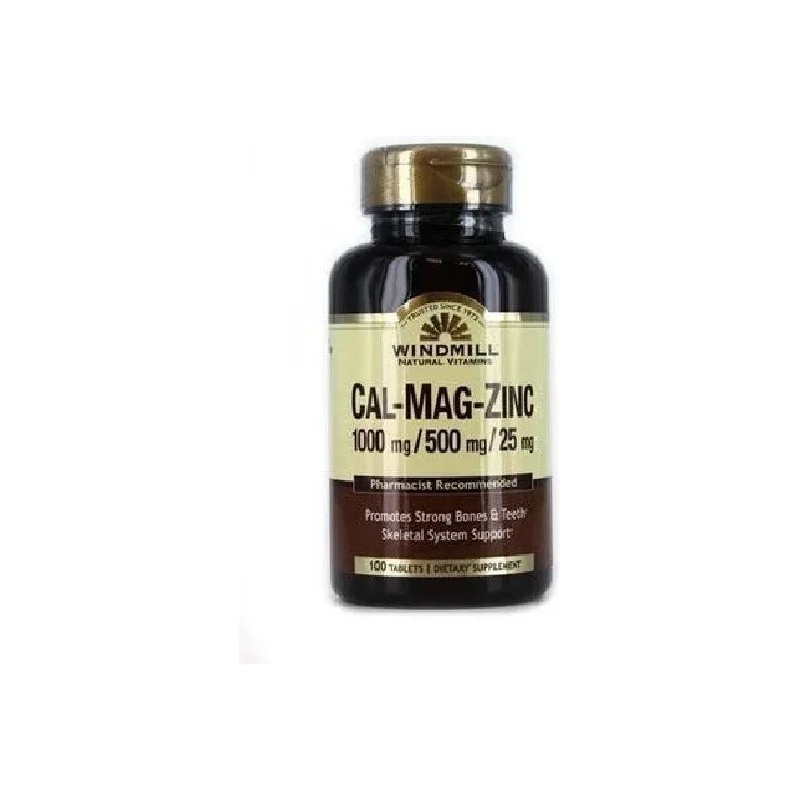 Cal Mag Zinc Windmill 100tabs Calcio Magnesio Sabor