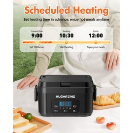 Hugmazing Cordless Electric Lunch Box for Adults, Men & Women – Rechargeable Self-Heating Food Warmer with 1.2L SS Container, Battery-Powered Heated Lunch Box, Perfect for Work and Travel Use
