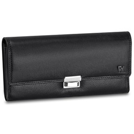 FOMAX Waiter Wallet Made of High-Quality Nappa Leather - Large Waiter's Wallet, RFID Protection, Professional Gastro Taxi Wallet, Black, black, Classic