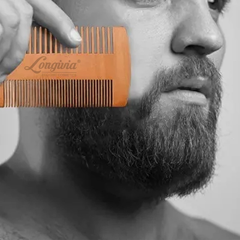 Longivia® Beard Comb Wood Ecological 100% Pear Wood Beard Comb