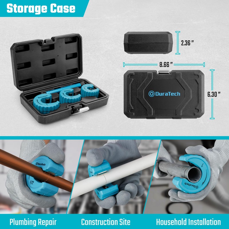 DURATECH 4-Piece Copper Tubing Cutter Set, Pipe Cutter Tool, Includes