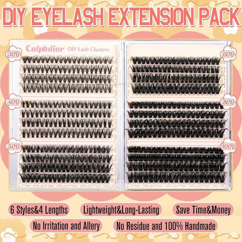 Calphidar Eyelash Clusters Lash Clusters Wispy Individual Lashes 476PCS D-curly