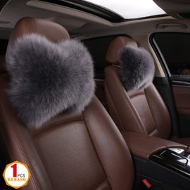 EGBANG Car Seat Neck Rest Pillow Warm Winter Wool Headrest Head Support Car Decor Accessories (Grey)