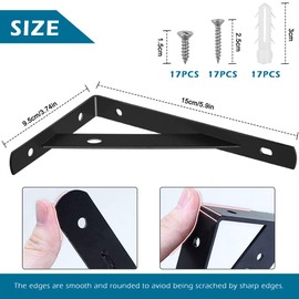 CYH Black Shelf Brackets - 8 Pack Triangle Shelving Brackets - Right Angle Heavy Duty Shelf Brackets - Wall Mounted Shelf Supports - 6 Inch