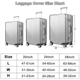 DAWRIS Suitcase Protective Cover, Transparent, 20 + 24 + 28 Inch Suitcase Set, 3 Pieces, PVC Suitcase Cover, Waterproof Suitcase Cover, Protective Suitcase Cover, Transparent, Modern