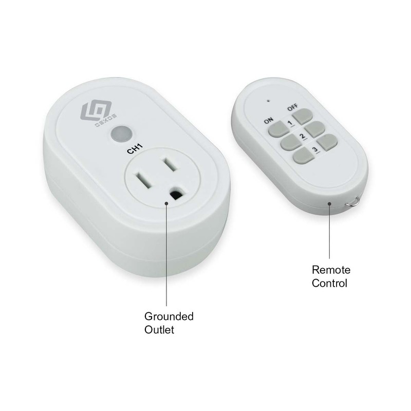OSKOS Indoor 3 Pack Outlets with Wireless Remote Control, White.