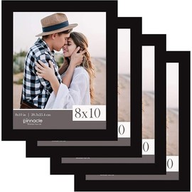 Pinnacle Frames & Accents Classic, Set of 4 Picture Frame Set, 8" x 10", Black