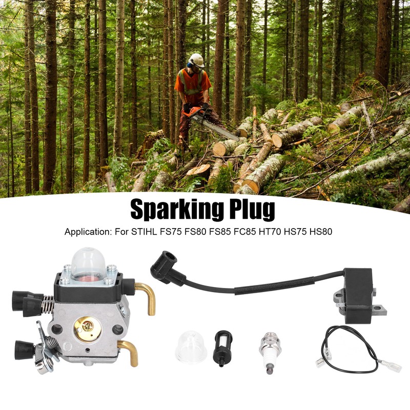 Carburetor Ignition Coil Sparking Plug Set for STIHL FS75 FS80