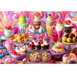 Puzzles for Kids Ages 4-8,100 Piece Puzzles for Kids Ice Cream Puzzle for Kid Ages 4-6 6-8 8-10 Large Piece Jigsaw Puzzle for Children Senior Adult Educational Puzzle Toys Preschool Birthday Gifts