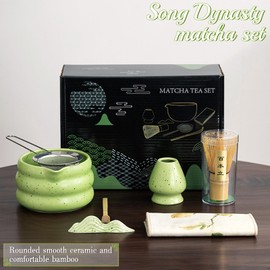 SiBeiXiu 7-Piece Japanese Matcha Tea Set, Perfectly paired with Breakfast/Matcha Latte, Includes Whisk, Bowl, and Full Accessories. an Ideal Matcha Lovers and Friends.