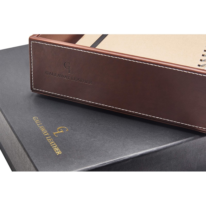 Gallaway Leather Letter Tray Desk Organizer - Paper Tray for