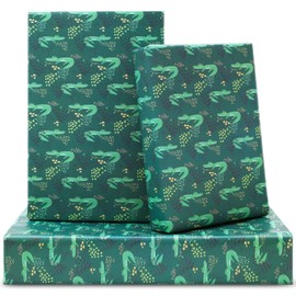 Crocodile Wrapping Paper for Boys Girls Kids, 6 Sheets Green Alligator Wrap Paper 20 x 28 inches Per Sheet, Tropical Rainforest Animals Crocodile Jungle Gift Paper for Birthday Baby Shower Party