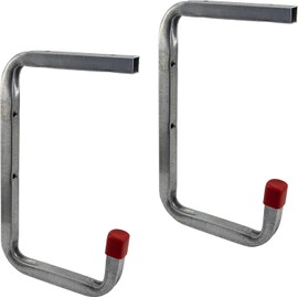 Gedotec Wall Mount - Ceiling and Wall Hooks for Screwing Galvanised Steel - Rubberised | Pack of 2 Tool Hooks 115 x 160 x 100 mm Including Mounting Material | Universal Hooks Metal | Wall Mount Garage