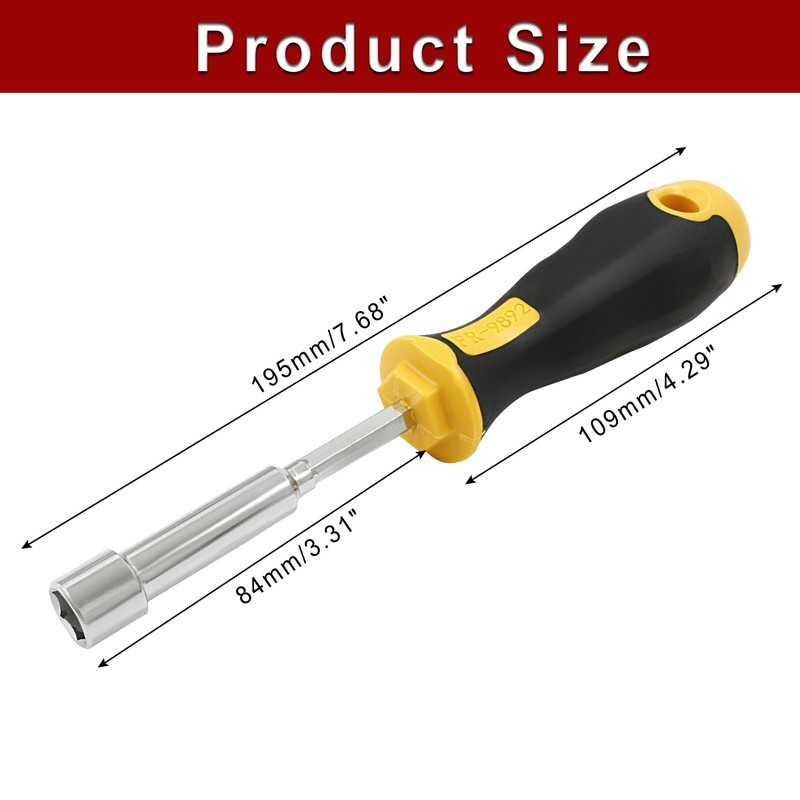 Bonsicoky 10mm Socket Wrench Screwdriver, High-Carbon Steel Hex Nut Driver