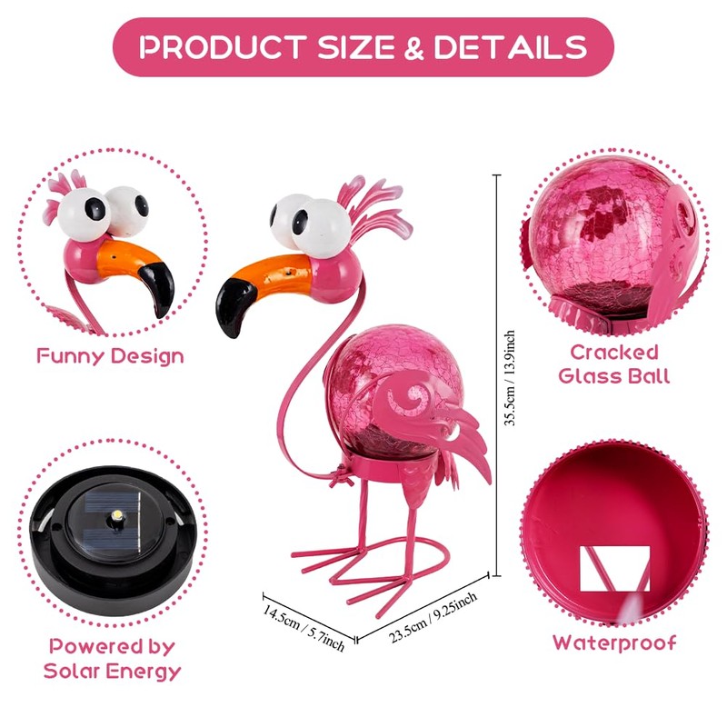 YELENEW Flamingo Solar Lights Outdoor,Pink Flamingos for Yard Outside Decor