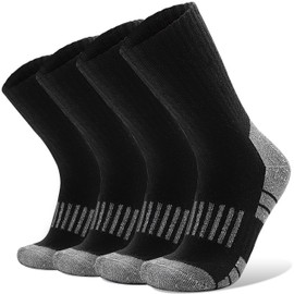Merino Wool Socks for Men & Women Thermal Warm Winter Hiking Crew Thick Cozy Work Socks Gifts Stocking Stuffes for Mens(Black(4 Pairs))
