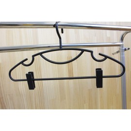 Shinko Hangers Set Slim Hanger with Clip Set of 3 Black