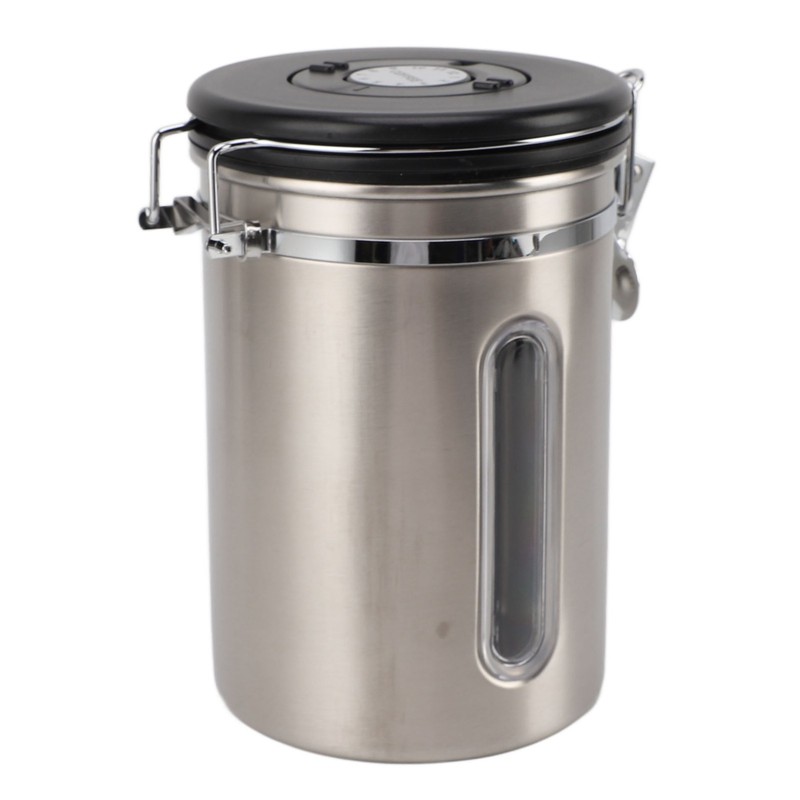 Coffee Canister 1800ml 304 Stainless Steel Window Design One Way