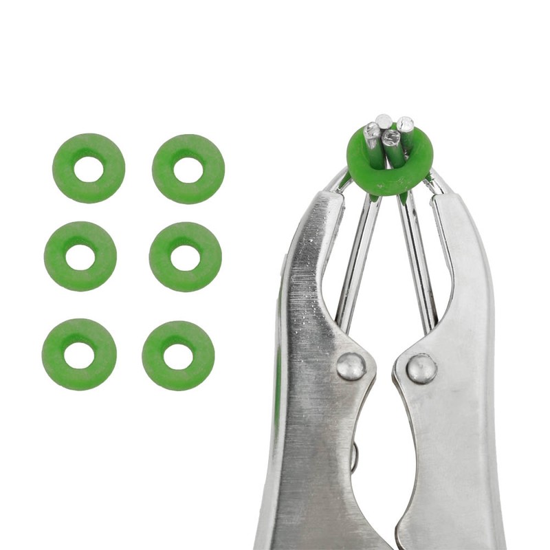 Stainless Steel Castration Pliers Clamp with 100PCS Tail Docking Rings
