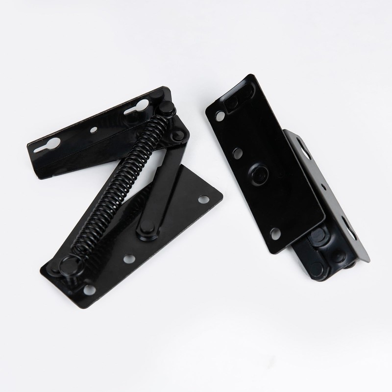 Folding Support Hinges, 80 Degree Spring Loaded, Black Metal Cabinet