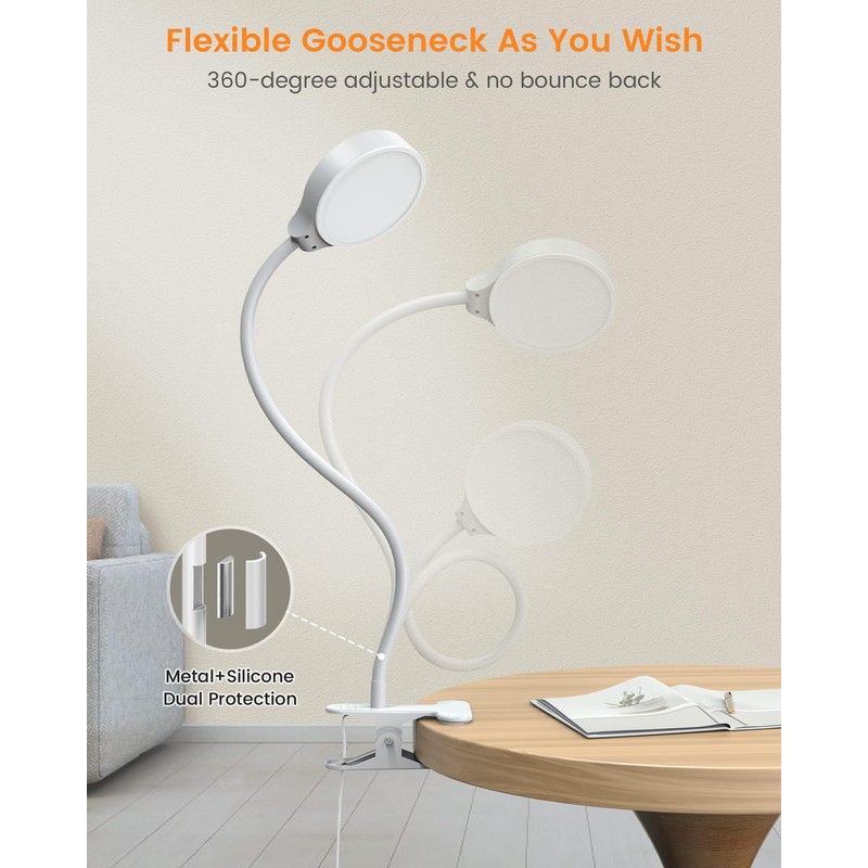 Glocusent 5W 36 LED Reading Clip on Light for Bed,