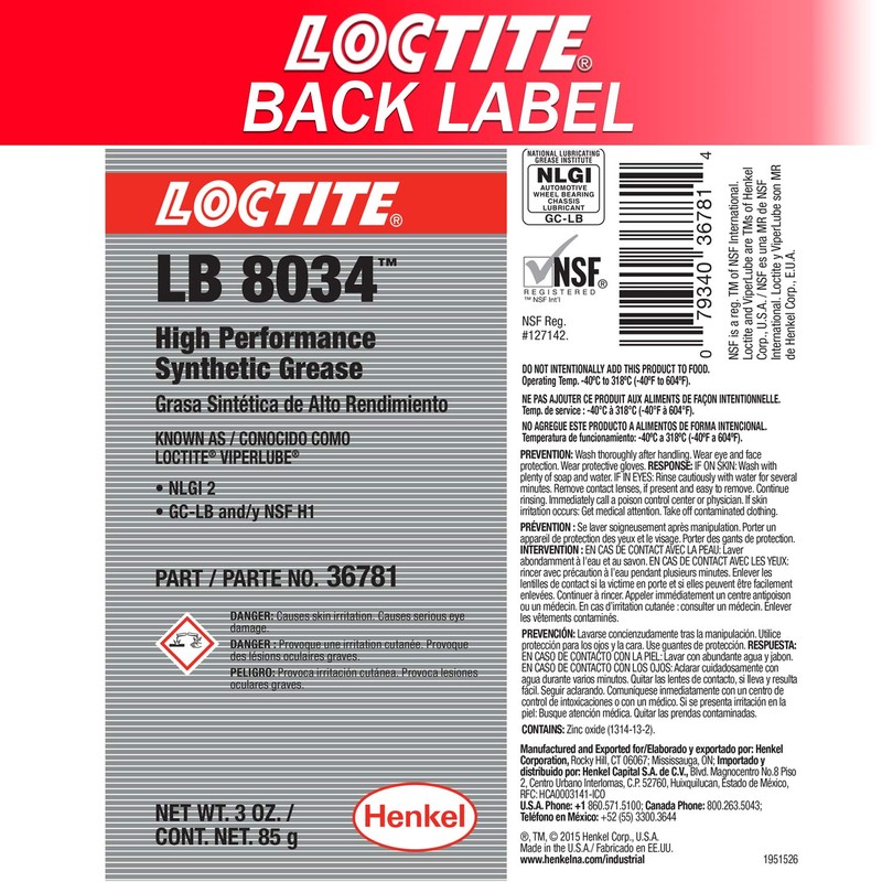 Loctite 36781 ViperLube High Performance Synthetic Grease Tube - 3