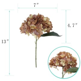 Kimura's Cabin Fake Flowers Vintage Artificial Silk Hydrangea Flowers Bouquets Faux Hydrangea Stems 5Pcs for Home Wedding Party Table Core Decoration (Autumn Yellow, Pack of 5)