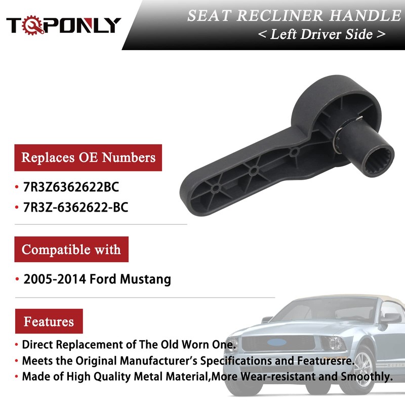 TQPONLY Seat Recliner Handle Lever Front Left Driver Side (Gray)
