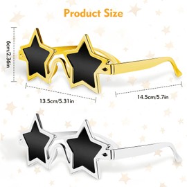 LTMMC 2Pcs Star Shaped Sunglasses, Novelty Party Glasses, Funny Star Sunglasses, Party Sunglasses for Kids and Adults, Star Glasses for Parties and Photo Booth Props