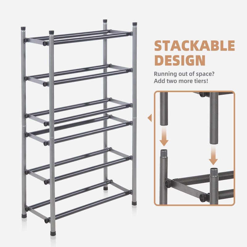 STORAGE MANIAC Expandable Shoe Rack, 12 Pairs Stackable Small Shoe