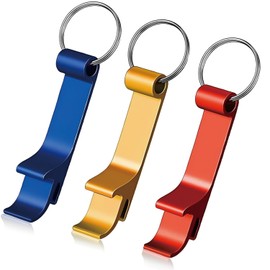 3 Pcs Bottle Opener Keyring,Mini Key Ring Bottle Opener,Bar Keyring Bottles Openers,for Creative Party Picnic Camping Festivals Gift(3 Colours Red Blue Gold)
