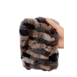 Real Fur Headband Women's Weather Rex Rabbit Fur Neck Loop Warmer Fluffy