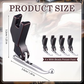 Threlaco 4pcs P369 New Bead Sequin Special Presser Foot Sewing Presser Foot Wedding Dress Bead Fabric Sewing Machine Accessories Anti-curl Fabric-Holding for Evening Gowns Fashion Fabrics(with Beads)