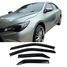 Tape on External Window Visor Deflector Compatible with 2015-2017 Toyota Camry Sedan Only, Slim Tinted Acrylic Resistant Shield Cover Wind Sun Rain Guard by IKON MOTORSPORTS