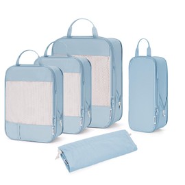 Narwey 5-Piece Set Compression Suitcase Organiser, Compression Packing Cubes Suitcase Organiser Set, Compression Packing Cubes, Travel Essentials Travel Accessories (Blue)