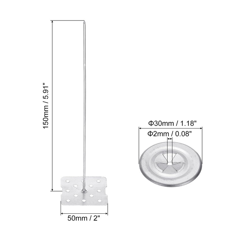 PATIKIL 150mm Perforated Insulation Pins with Round Washer,50 Sets 2in