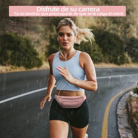 PKDEF Cangurera Deportiva para Mujer, Riñoneras para Correr Paquete de 2, Bolso bandolera con bolsillo con cremallera,Cinturón impermeable ajustable para correr, gimnasio, ciclismo, viajes, escalada