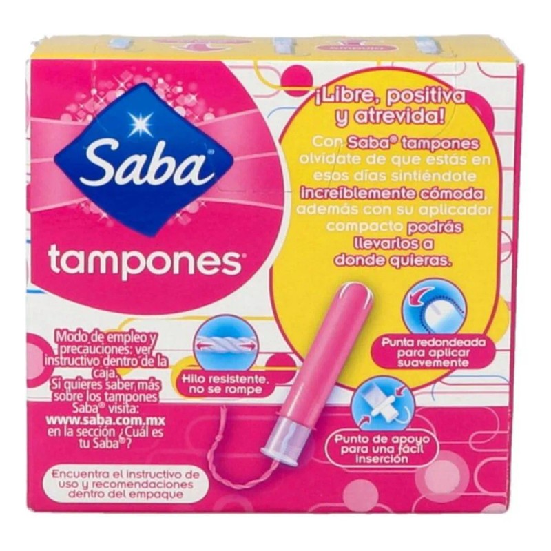 Tampones Saba Regular Flujo Moderado con Aplicador 10 pzas