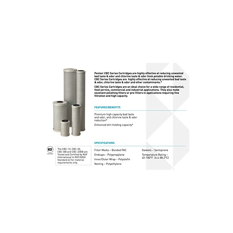 Pentek CBC-10 Water Filter 0.5 Micron Activated Carbon Block
