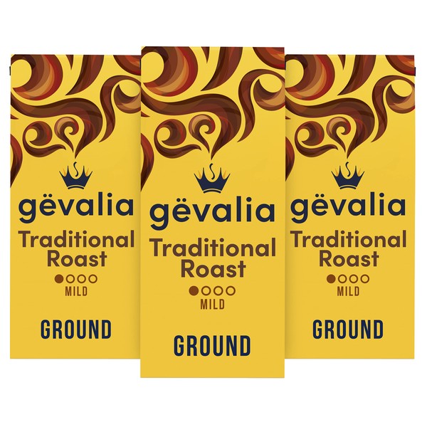Gevalia Traditional Roast Ground Coffee (12 oz Bags, Pack of 3)