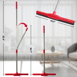 Water Broom & Floor Squeegee Scrubber with 51" Adjustable Pole & EVA Foam Blade – Indoor/Outdoor Use for Garage, Patio, Bathroom, Tile, Marble