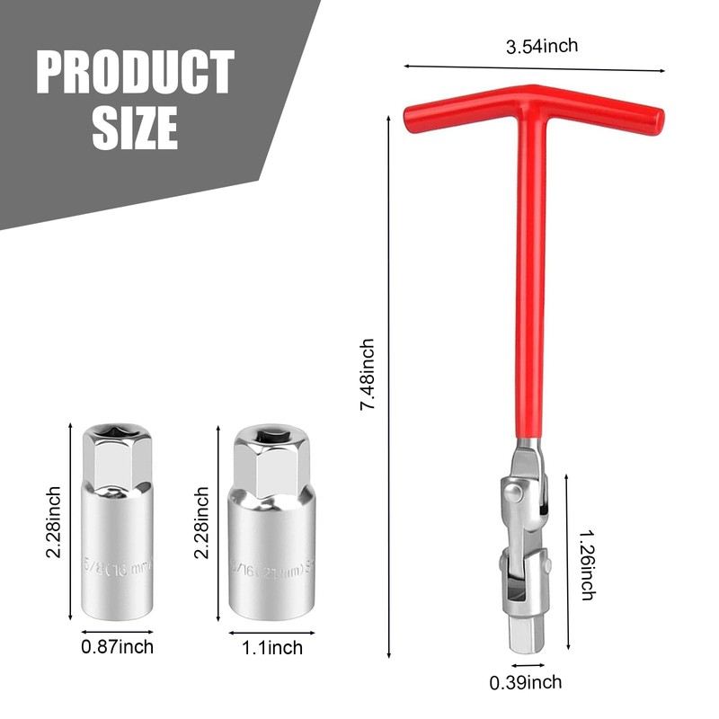 Qurbuns 3 PCS Spark Plug Socket Wrench Remover Installer Tool