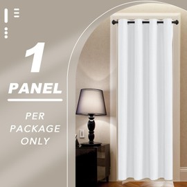 H.Versailtex Ultra Sleep Energy Saving Rich Linen Grommet Window Curtains for Spring Season, Room Darkening Curtain Panel for Bedroom, 52 by 63 Inch- Pure White Single Panel