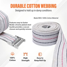 ecogreentextiles (15 Feet) 2 inch Heavy Duty Cotton Webbing Strap with Adjustable Metal Buckle – Versatile Solution for Unmatched Support, Moving Furniture, and DIY Projects