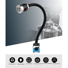 Machine Light 9W 24V High Intensity Cob Led Work Light 800mm Plus Long Gooseneck Flexible Adjustable Magnetic Base (9W 31 inches)
