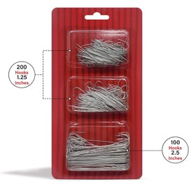 Bexter 300 Pack of Silver Ornament Hooks Christmas Tree Decorating Hooks- Metal Wire Ornament Hooks for Christmas Tree Decoration Hanging (Silver) (Happy Holidays!!) | Bexter