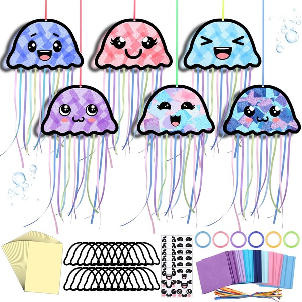 Yaomiao 30 Set Jellyfish Suncatchers Paper Crafts Summer Kit DIY